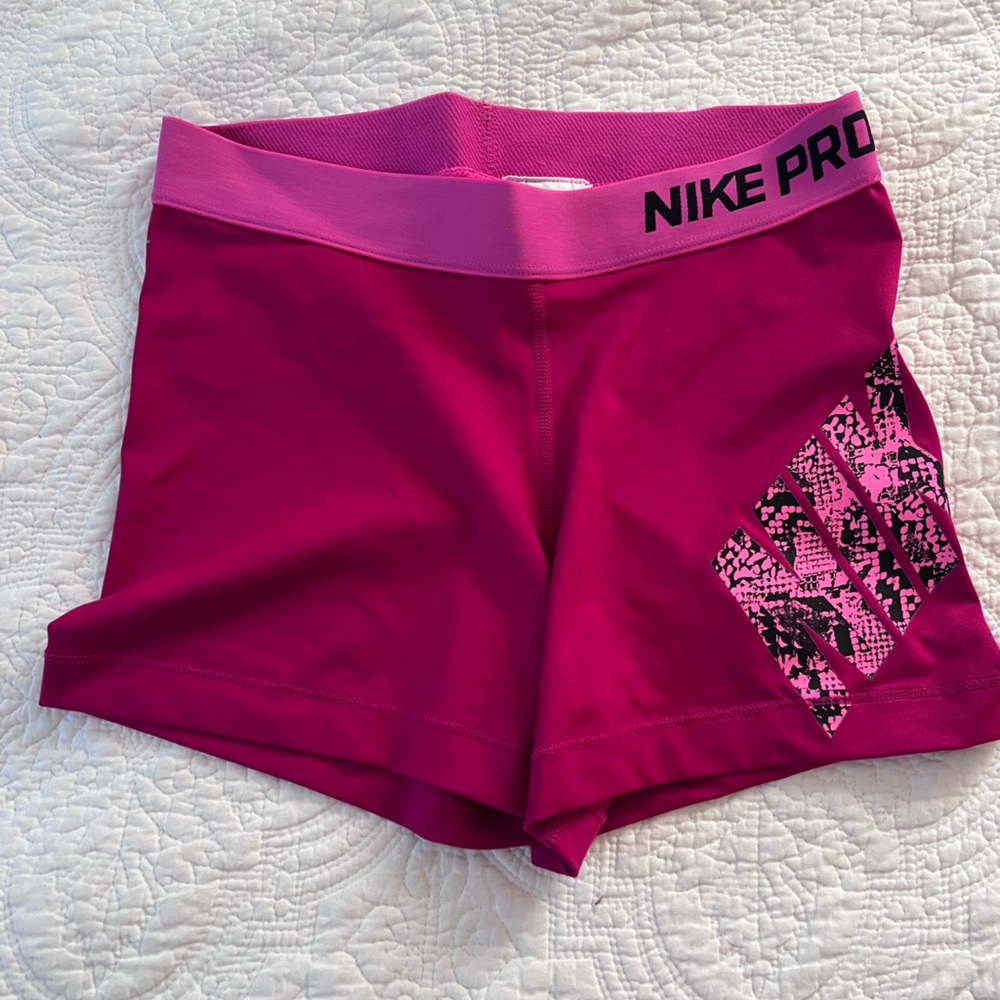 Nike Women's Fuchsia Pro Athletic Shorts